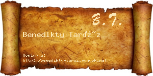 Benedikty Taráz névjegykártya